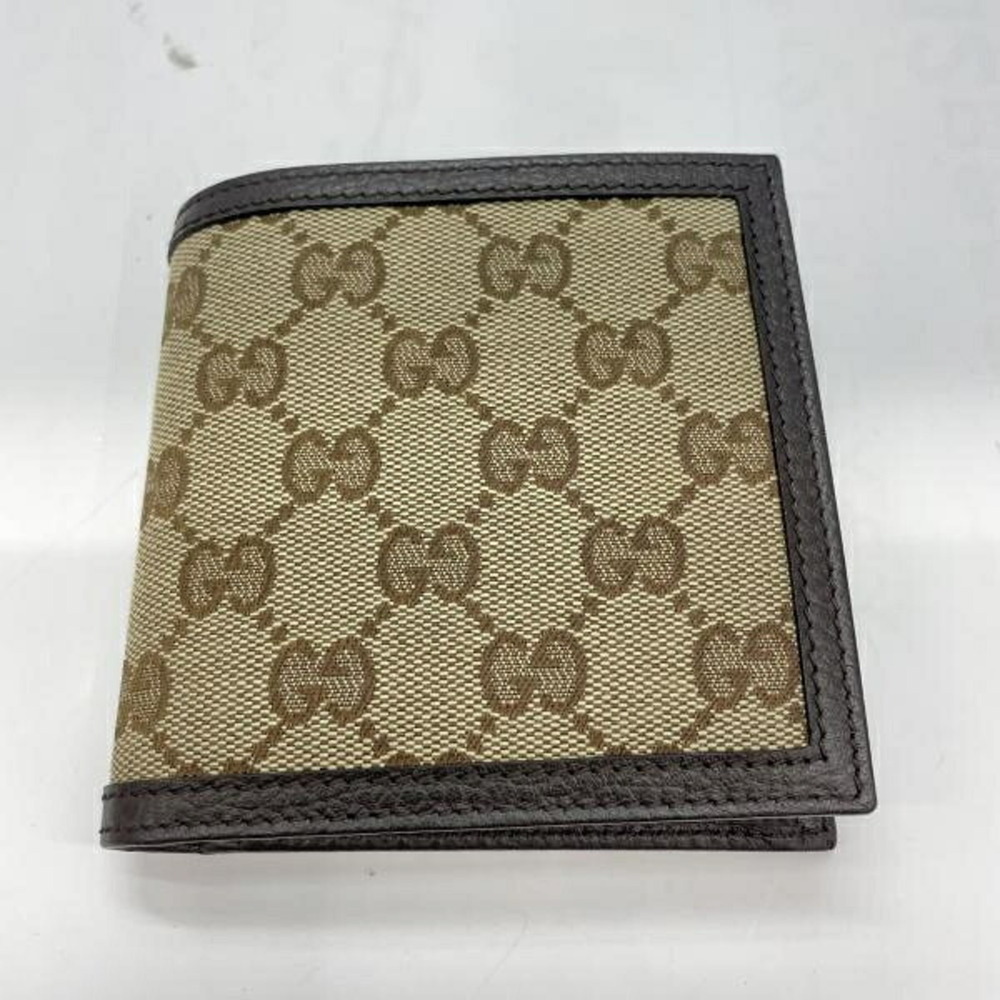 GUCCI GG Canvas Bi-fold Wallet, Brown